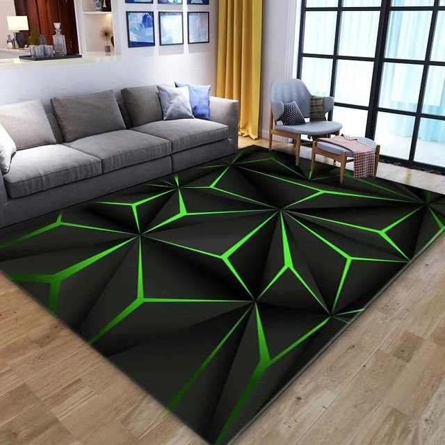 Lodestar 3D Stereo Vision Teppich in Schwarz, geometrisches Design aus Polyester, rutschfest und waschbar, B/T: 60 x 40 cm - Bild 1