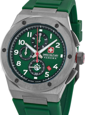 Swiss Military Hanowa Sonoran Chronograph, Quarz, Edelstahl, Grün, 43 mm, Herren