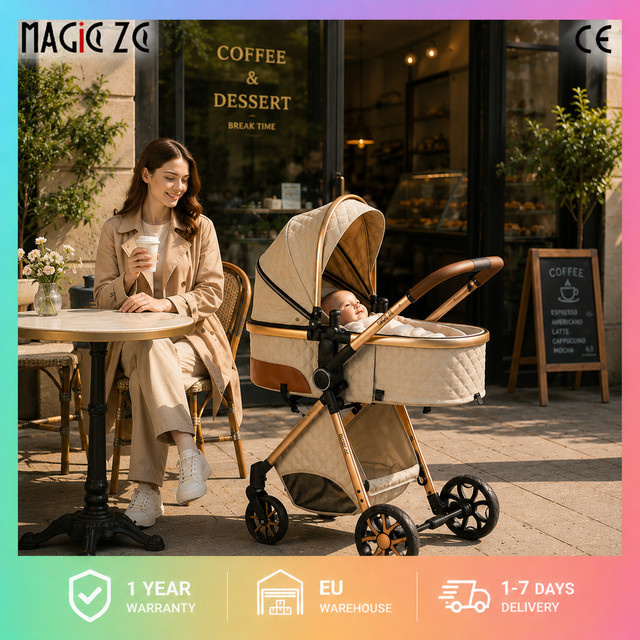 Magic ZC 3-in-1 Baby Reisewiegensystem mit Kinderwagen, Babyautostoeltje und Reisebett in Grau oder Beige - Bild 1