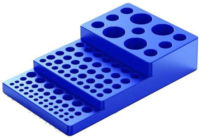 Multifunktionales Zentrifugenröhrchenregal aus Kunststoff für 0,2 ml bis 50 ml Reagenzgläser in Blau - Bild 1