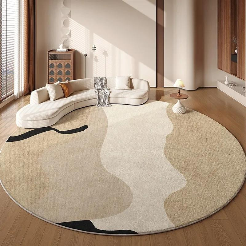 Beiger runder Teppich im japanischen Stil für Wohnzimmer und Schlafzimmer, Durchmesser: 90 cm - Bild 2