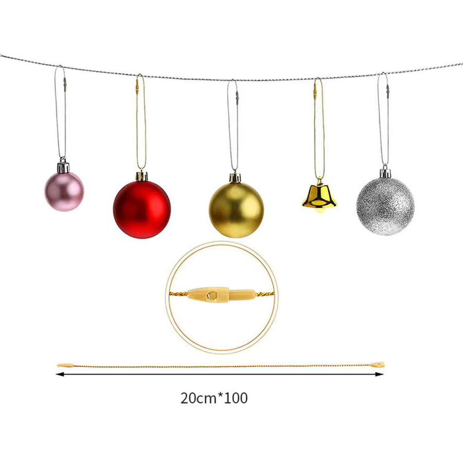 VIBRATITE 100 Stück Weihnachtsornamente Aufhänger in Rot, vorgeschnittene Hängeschnüre für Christbaumschmuck und Partydekoration - Bild 4
