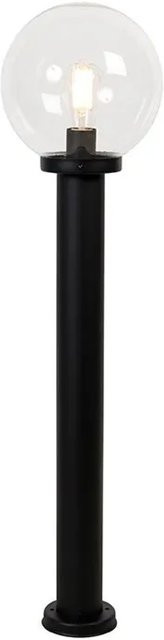 QAZQA Sfera Außenstehleuchte Schwarz mit transparenter Kugel aus Edelstahl und Kunststoff, Höhe: 100 cm, IP44 - Bild 1