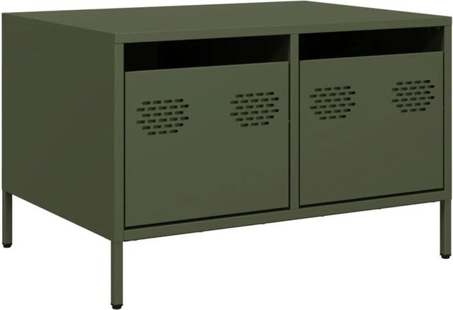 vidaXL TV-Schrank aus kaltgewalztem Stahl in Grün im Industrie-Stil, B: 68 cm, T: 50 cm, H: 43,5 cm - Bild 1