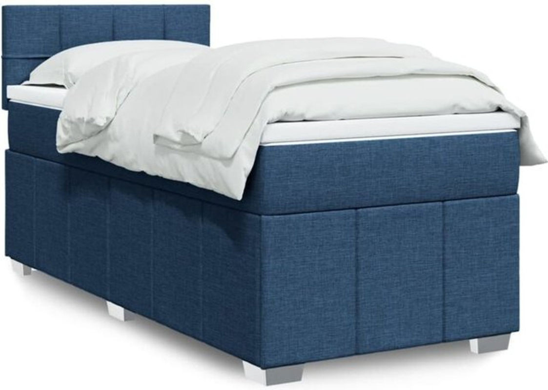 vidaxl Boxspringbett mit Matratze aus Stoff in Blau und Weiß B/T/H: 200 x 100 x 100,5 cm - Bild 1