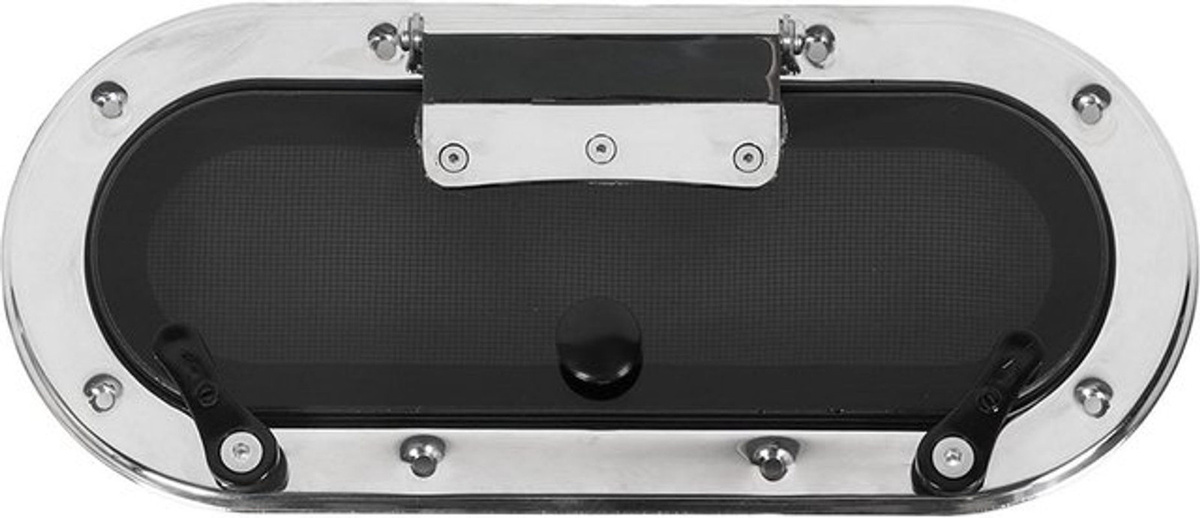 VehicleKit Bootspolare aus Edelstahl mit grau getöntem Glas und Innenöffnung, oval, Silber/Grau, Durchmesser: 34,5 cm - Bild 1
