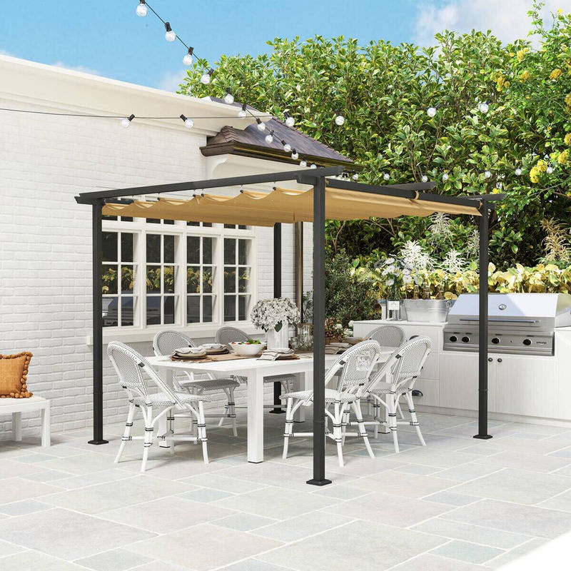 Outsunny Pergola aus Metall in Beige mit Polyesterdach, B/H/L: 300 x 227 x 300 cm - Bild 3
