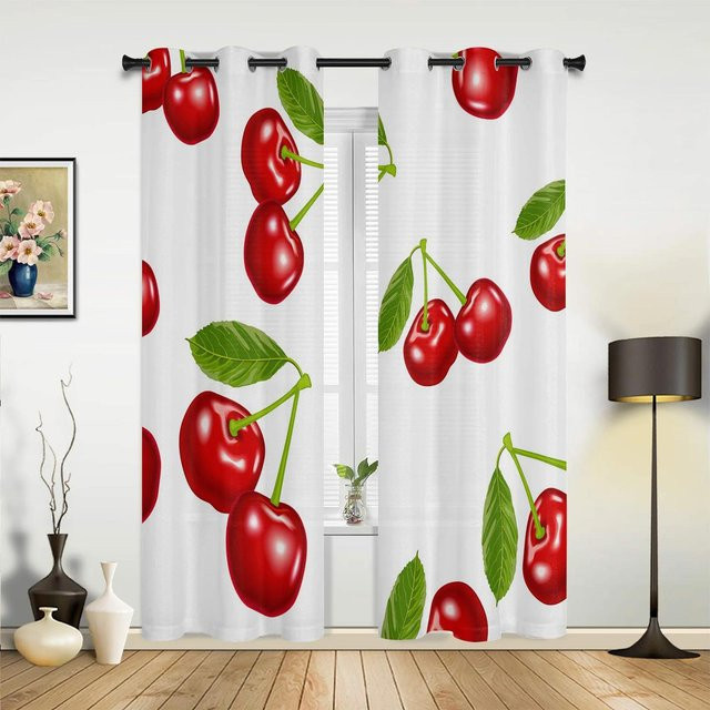 Yiran Furniture Vorhänge mit Zitronen-Motiv in Gelb und Weiß, semi-transparent, B: 135 cm, H: 160 cm, 2er-Set - Bild 1