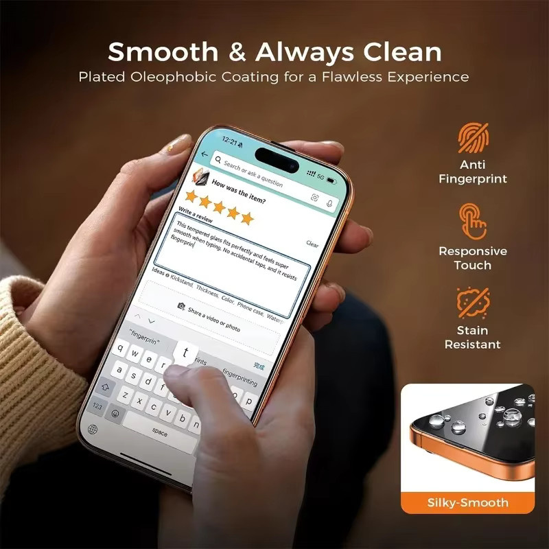 2 Stück Panzerglas mit schwarzem Rand für Apple iPhone 17 16 15 14 13 12 11 Pro Max Mini XR XS in Transparent/Schwarz - Bild 2
