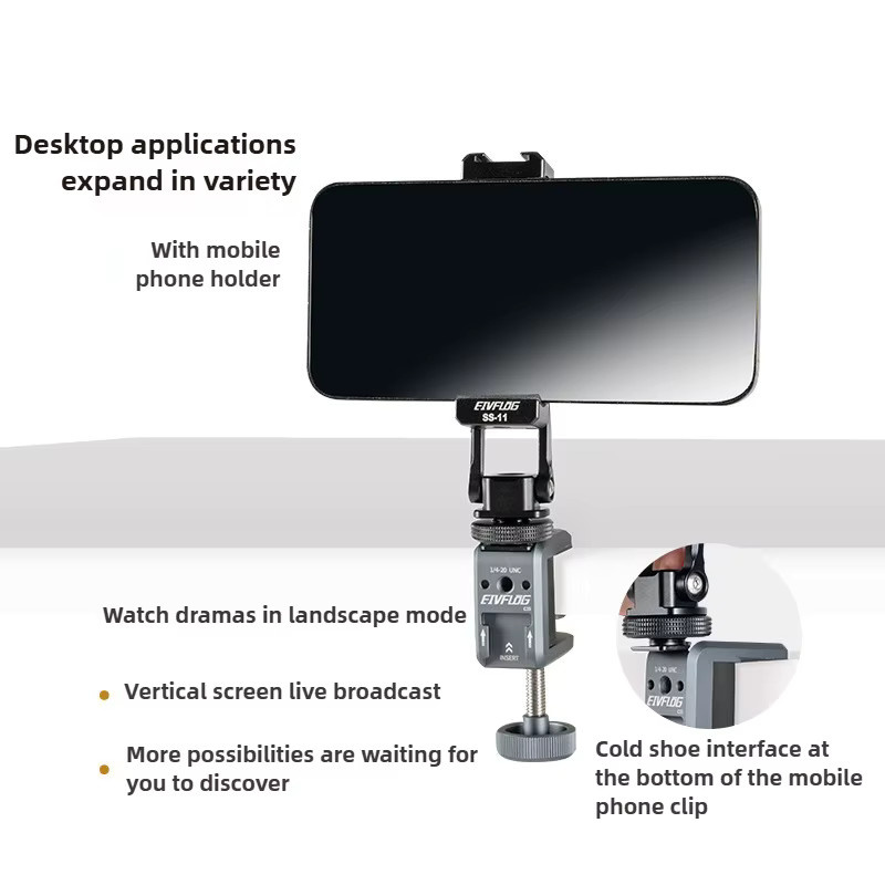 Ideaway Multifunktionale Krabbenklemme aus Metall mit 360 Grad Ballhead Magic Arm Kugelkopf-Adapter für DSLR, Telefon und LED-Leuchten in Schwarz - Bild 5