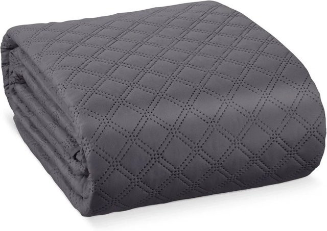 Beautissu Olivia Tagesdecke Anthrazit modern gesteppt aus Mikrofaser Polyester B/B: 220 x 240 cm - Bild 1