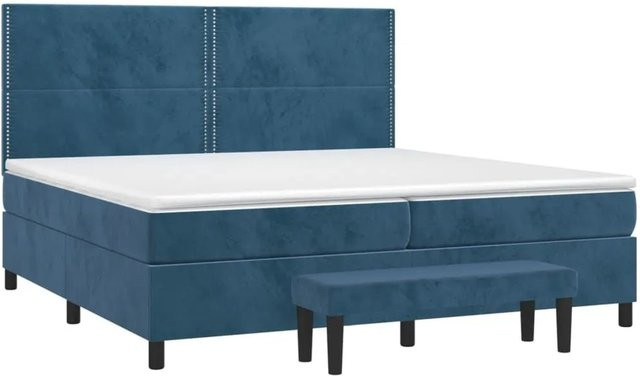 vidaXL Boxspringbett mit Matratze Dunkelblau Samt B/T: 200 x 200 cm - Bild 1