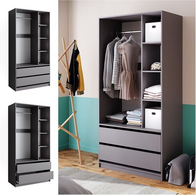 Vicco Kleiderschrank Elmo Anthrazit mit 2 Schubladen B/H: 100 x 200 cm - Bild 1