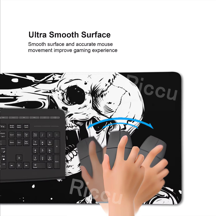 Riccu XXL Gaming Mauspad mit dunklem Horror-Schädel Design in Schwarz - Bild 4