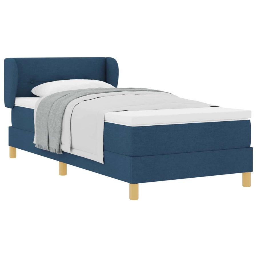 vidaXL Boxspringbett mit Matratze und Kopfteil in Blau, B/T/H: 90 x 200 cm - Bild 2