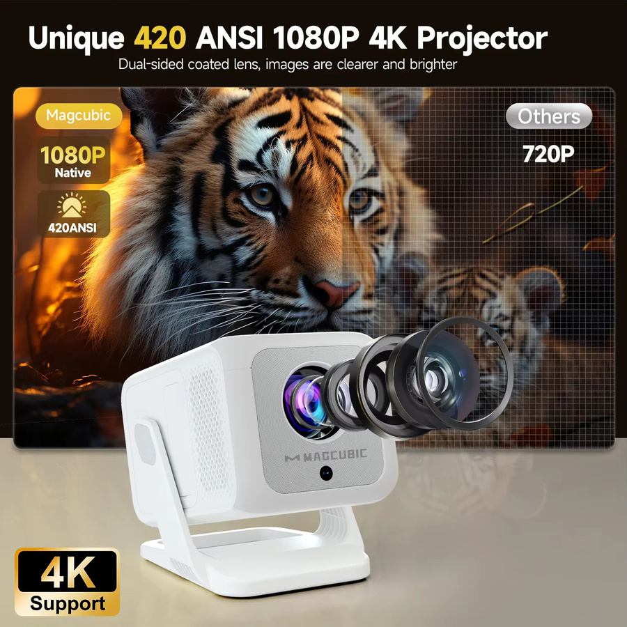 Magcubic HY310X Mini-Projektor mit Android 11, 4K Unterstützung, 420 ANSI, Full HD 1080P und Autofokus in Weiß - Bild 2