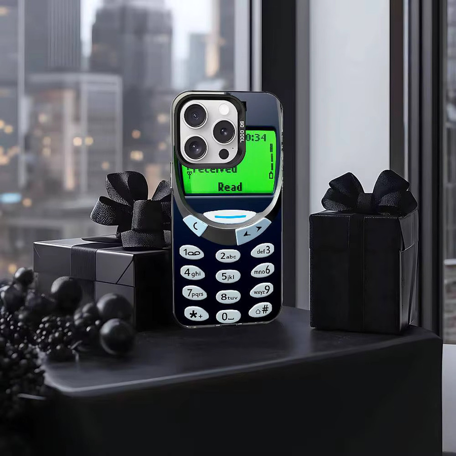 Retro Handyhülle im Nokia-Design für iPhone 11 bis iPhone 17 Pro Max Plus, stoßfeste Rückseite, Farbe: Silber - Bild 3