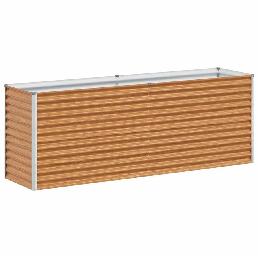vidaXL Hochbeet aus verzinktem Stahl in Hellbraun, B/T/H: 195 x 50 x 68 cm - Bild 2