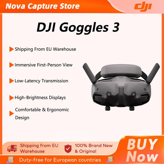 DJI Goggles 3 FPV-Brille mit Micro-OLED-Displays und O4 HD Videotransmission in Grau - Bild 1