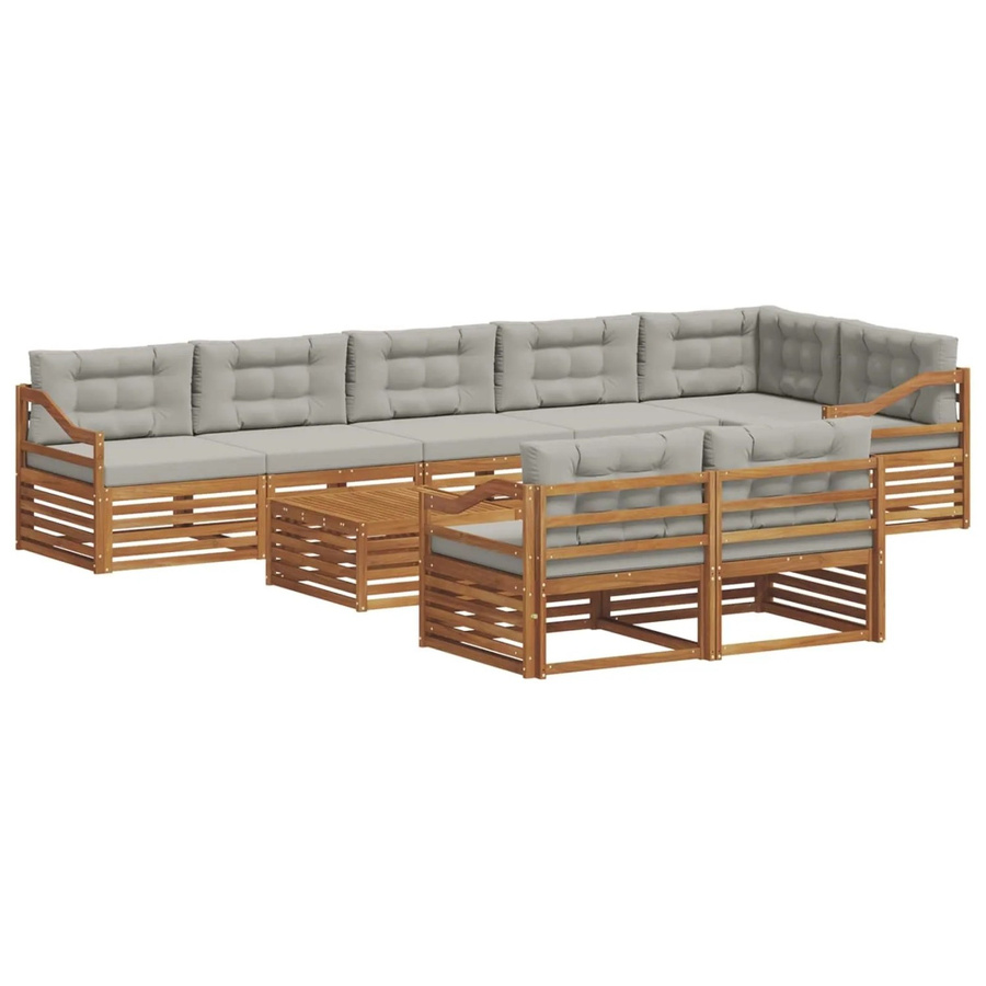 vidaXL Outdoor-Sofagarnitur aus Akazienholz mit Kissen, 26-teilig, Natur und Hellgrau - Bild 2