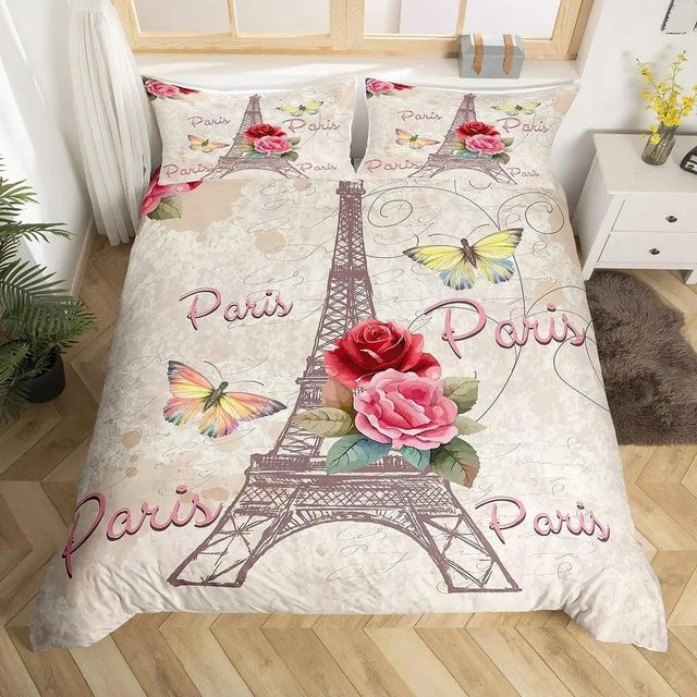 JMG Household Supplies Bettwäscheset Vintage Eiffelturm Paris Design mit 3D-Motiv, Mehrfarbig, B/H: 150 x 200 cm - Bild 1