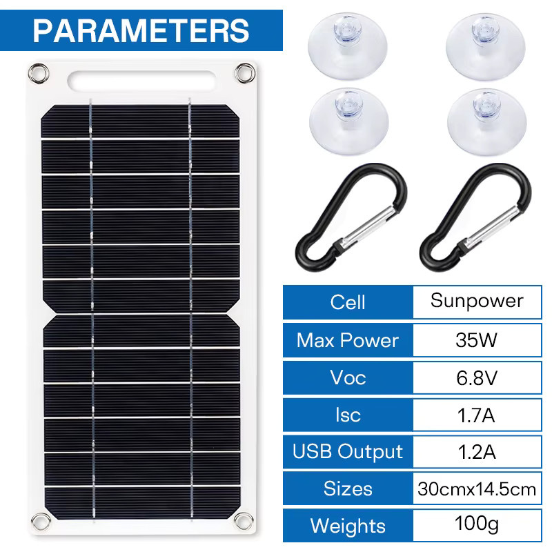 ZRGAE 35W Sunpower Tragbares Solarpanel mit USB-A Anschluss für Handy und Powerbank zum Camping und Outdoor-Einsatz - Bild 4