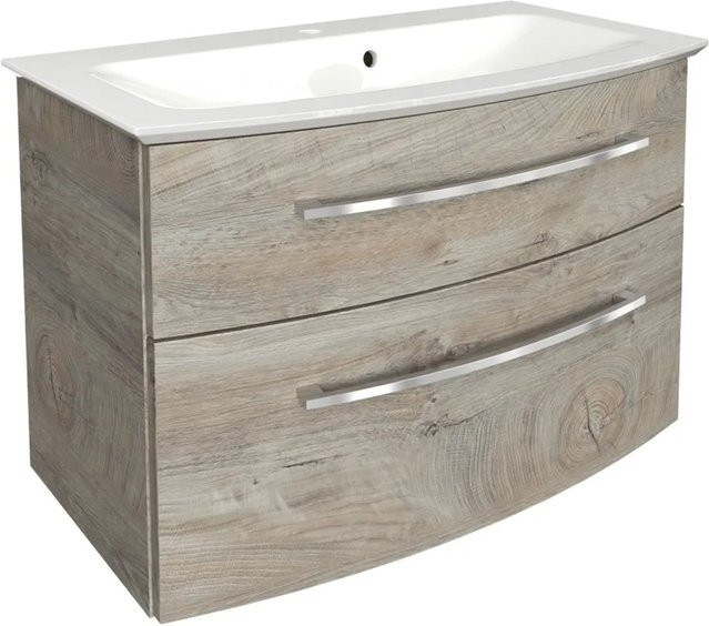 Fackelmann Badmöbel-Set B.Style 2-teilig in Nature Oak mit Gussmarmor-Waschtisch, Breite: 83,2 cm, Höhe: 54,3 cm, Tiefe: 47,8 cm - Bild 1