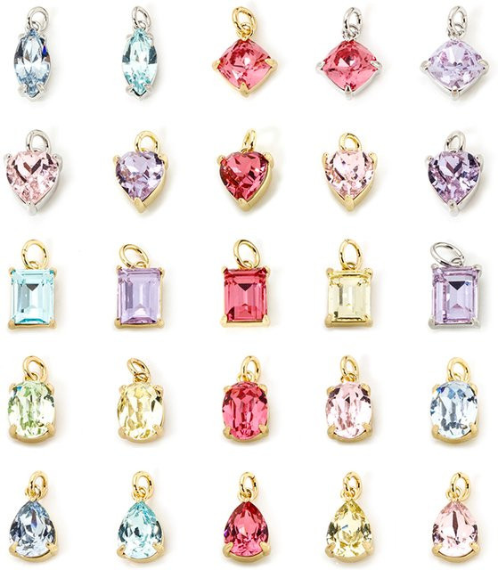 Olivary Charms, 2-teilig, Messing, vergoldet, Wassertropfen, Herz, Unisex - Bild 1