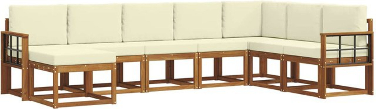 vidaXL Outdoor-Sofagarnitur aus Akazie mit 8-teiligem Set und Kissen in Natur und Beige - Bild 1