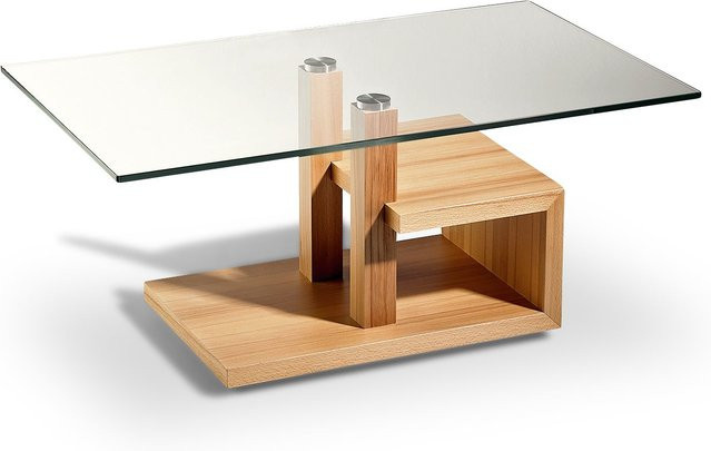 Couchtisch 7225 HASSE in Braun und Transparent mit Klarglas und Kernbuche, B/T/H: 90,0 x 60,0 x 44,0 cm - Bild 1