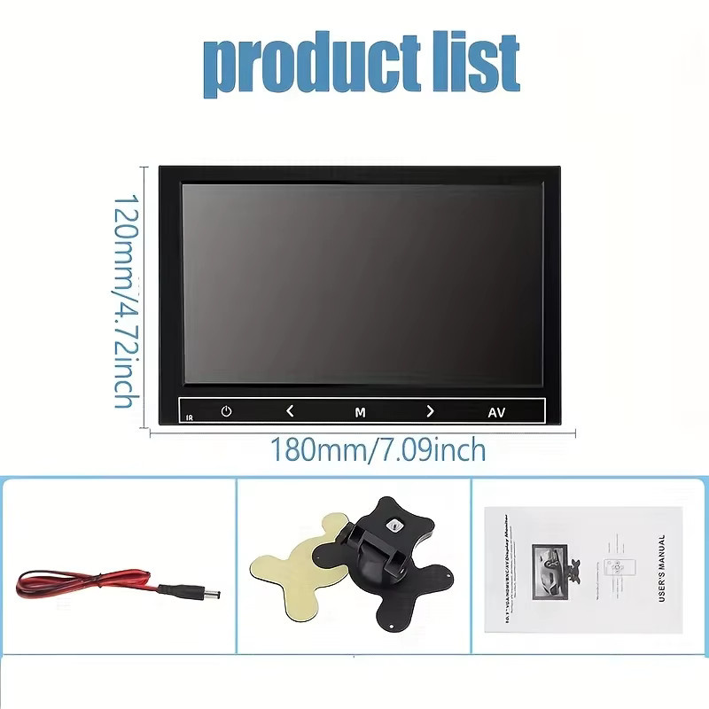 Bileeko 7-Zoll Auto-Display mit Touch-Tasten und Vollfarb-Nachtsicht in Schwarz, universell für Wohnmobile, Minibusse und Pickup-Trucks, 12–24 V - Bild 3