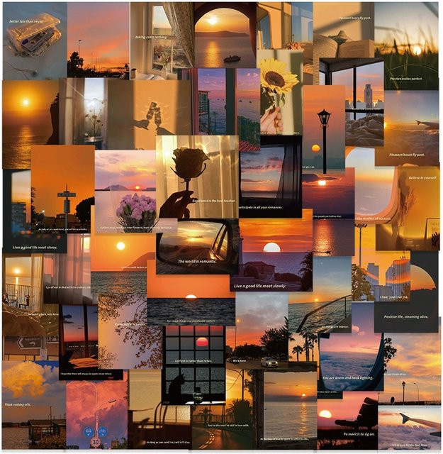 Charile Cartoon Sonnenuntergang Ästhetische Aufkleber, Multicolor, 10-teiliges Set - Bild 1