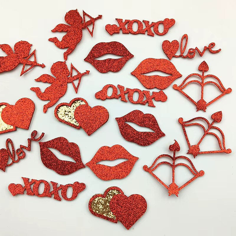 100 Stück GZULA Glitzerstoff-Herz-Applikationen in Rot für Haarspangen und Valentinstag-Dekorationen - Bild 3