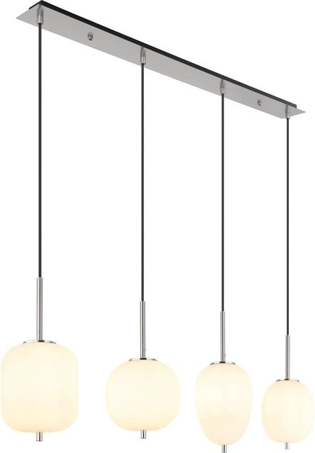 Globo Hängeleuchte Blacky I Pendelleuchte 4-flammig in Nickel und Schwarz mit Glas, B/T/H: 29 x 29 x 106,5 cm - Bild 1