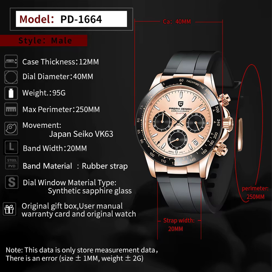 PAGANI DESIGN Chronograph, Quarz, Edelstahl, Bicolor, Herren - Bild 5