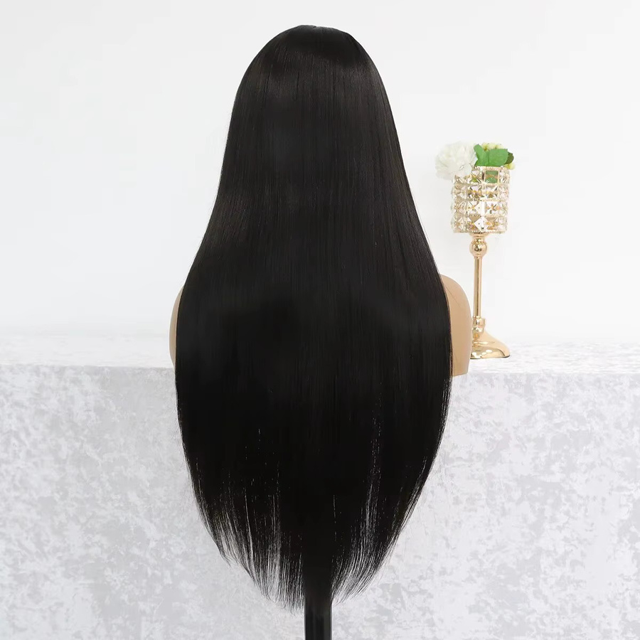 Lange gerade schwarze Spitze Front Perücke, synthetische Faser, Damen - Bild 3