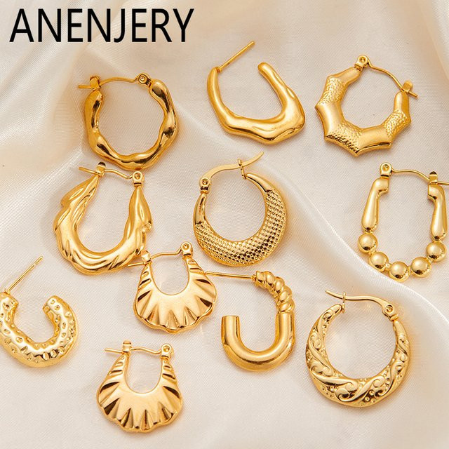 Anenjery Ohrringe, Edelstahl, Gold, Damen - Bild 1