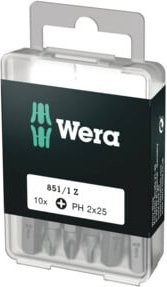Wera DIY Kreuzschlitz-Bits PH 2, 10-teiliges Set, Durchmesser: 6,3 mm, Länge: 25 mm - Bild 1