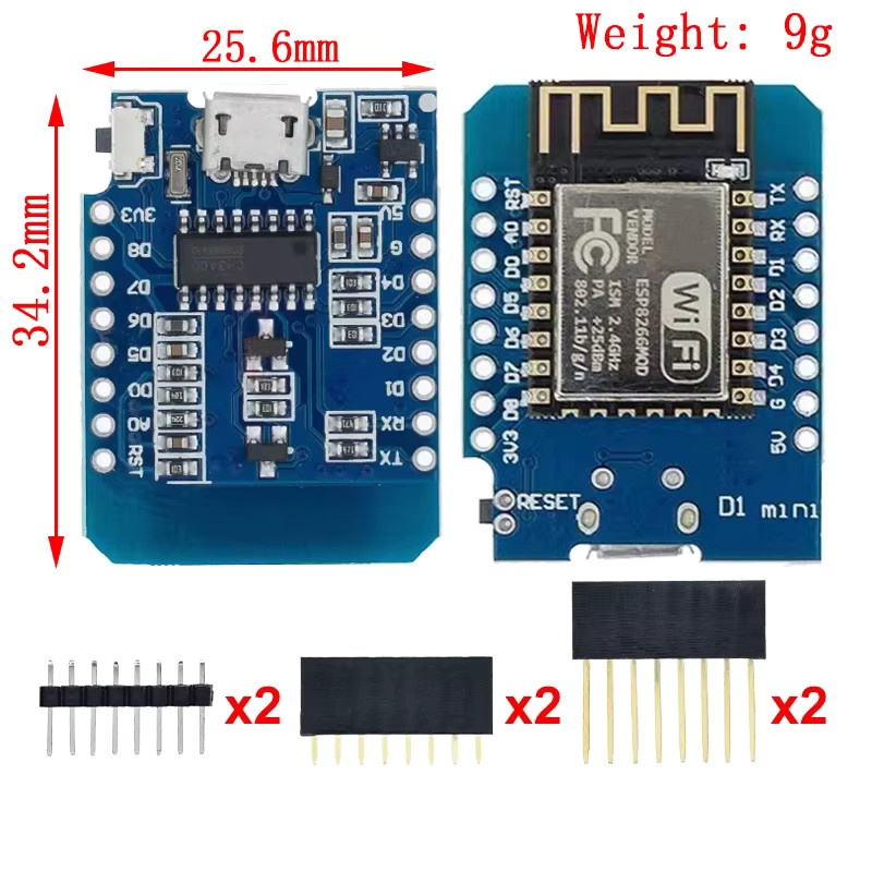 WeMos D1 Mini Pro V3.0 NodeMCU ESP8266 Entwicklungsboard mit WiFi und CH340G, Blau - Bild 3