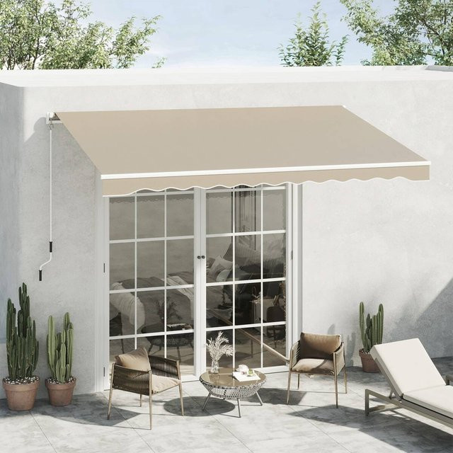 Outsunny Fenstermarkise mit Handkurbel in Weiß, Wandmontage, B/T/H: 395 x 350 x 245 cm - Bild 1