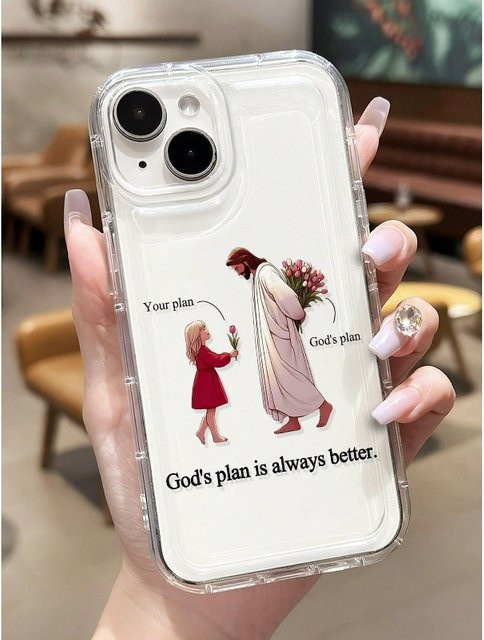 DecoPhone Transparente TPU Handyhülle Jesus Girl & Tulip für iPhone 11 12 13 14 15 16 17 Pro Max Plus Serie - Bild 1