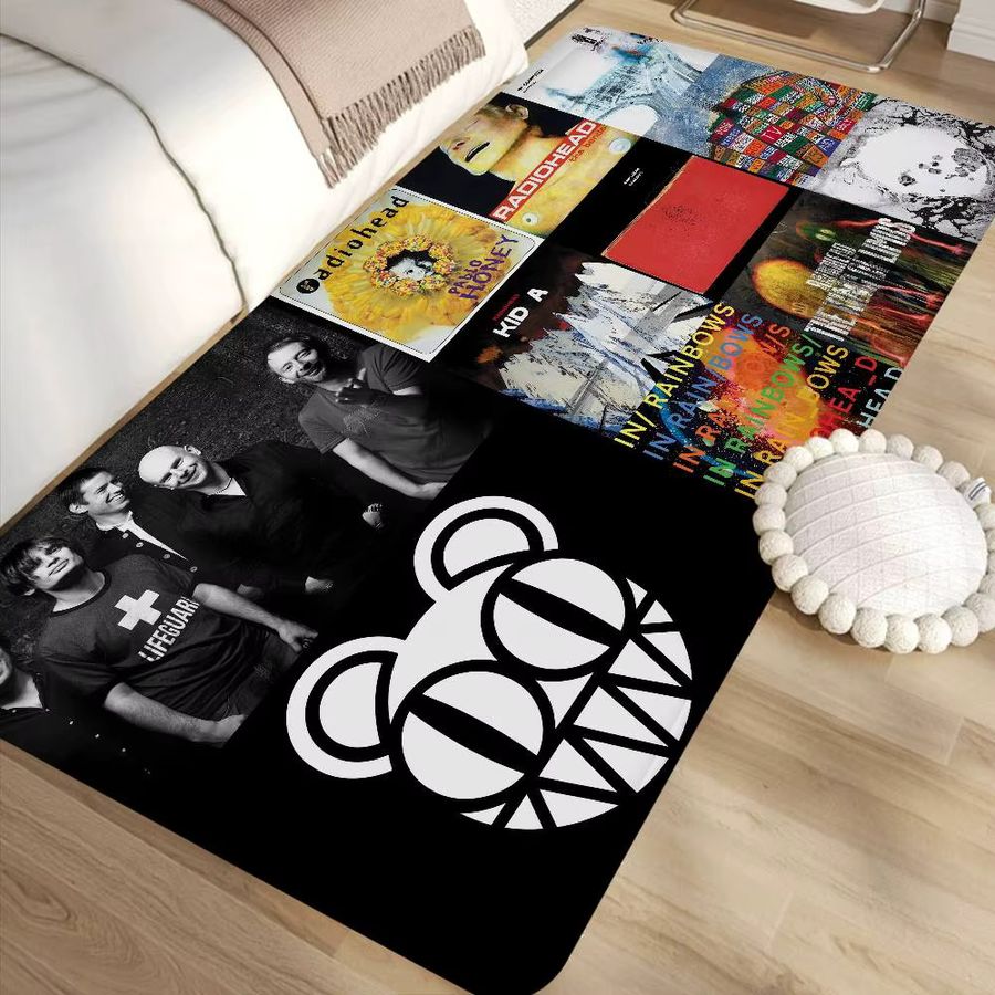 Potdemiel Radioheads Musik-Kunst-Bodenmatte in Multicolor, rutschfester Retro-Teppich für Wohnzimmer und Küche - Bild 6