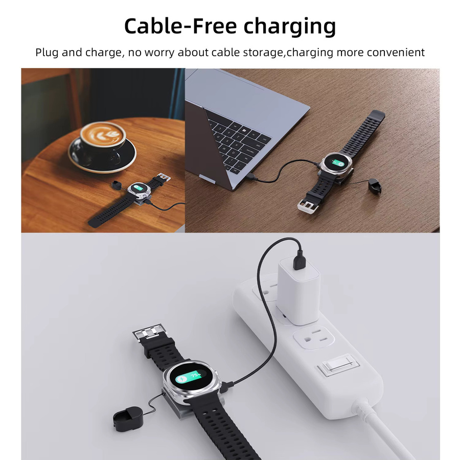 Bonola Tragbares Uhrenladegerät mit USB-C-Kabel für Samsung Galaxy Watch Ultra, 8, 7, 6, 5 in Grau - Bild 3