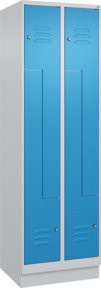 C+P Z-Spind Classic PLUS mit 4 Fächern, Sockel, Zylinderschloss, Grau/Blau, H x B x T: 195 x 60 x 50 cm - Bild 1