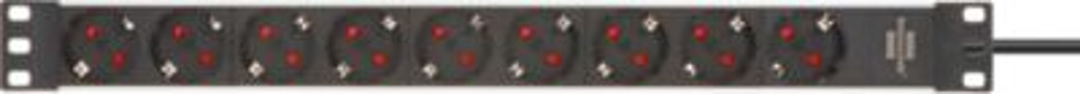 Brennenstuhl Alu-Line 19" Steckdosenleiste 9-fach, Aluminium, schwarz/silber, Breite: 48,30 cm, Höhe: 4,45 cm (1 HE) - Bild 4