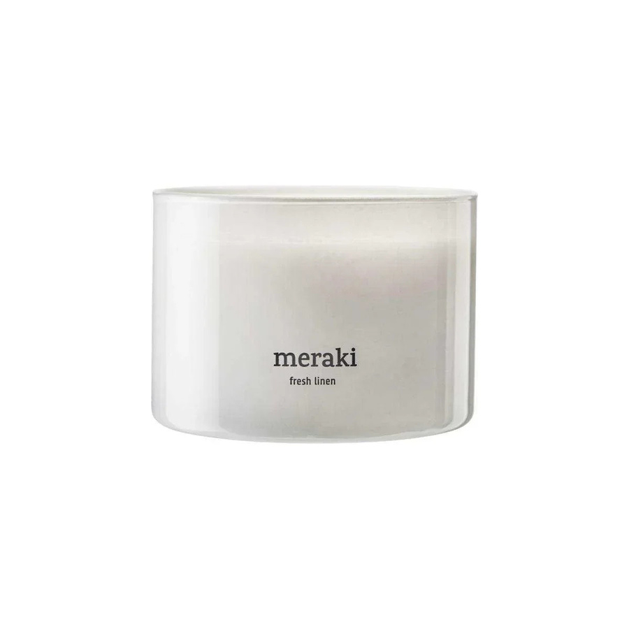 Meraki Duftkerze Fresh Linen in Weiß mit Zitrus, Blumig, Moschus und Vetiver im Glas - Bild 1