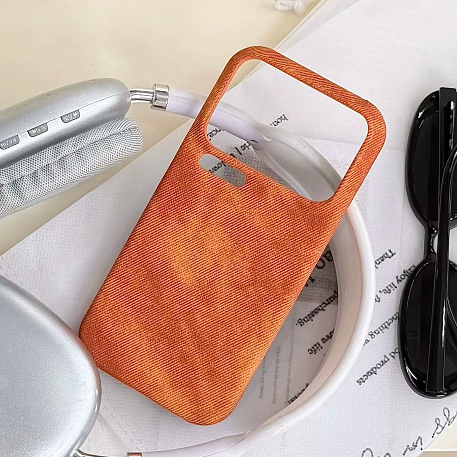 Rahmenlose Leder-Schutzhülle mit Cowboy-Muster für Xiaomi 17, 15 und 14 Pro Max in Orange, ultradünn und matt - Bild 3