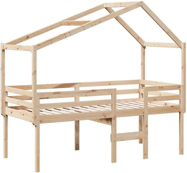 vidaXL Hochbett mit Dach aus Massivholz Kiefer für Kinder - Bild 1