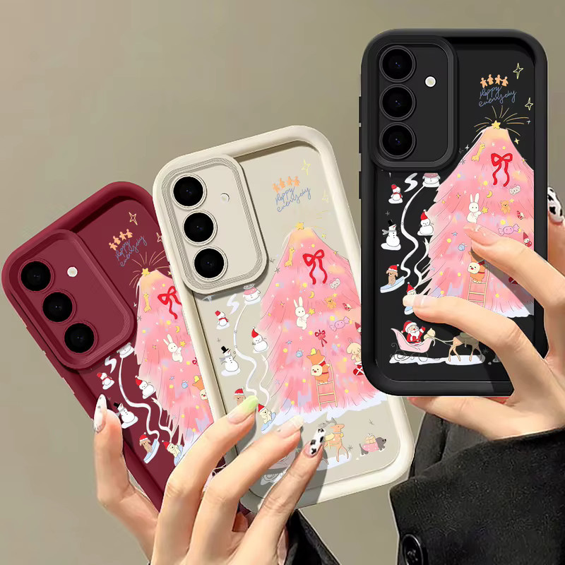 Handyhülle mit Weihnachtsbaum Motiv in Rosa und Weiß für Samsung Galaxy S25 S24 S23 S22 Ultra FE A56 A36 A26 A16 A17 A55 A54 A15 5G - Bild 1