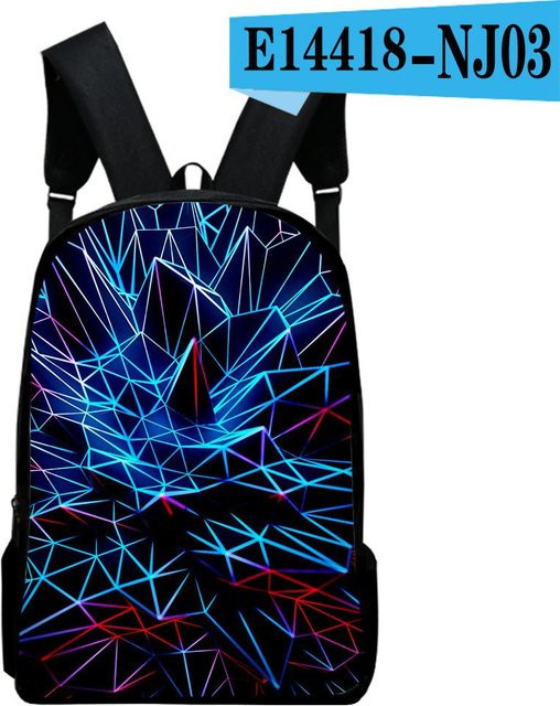 Fancy Style Studio Wasserdichter Laptop-Rucksack mit 3D-Druck für Schüler und Studenten, Schwarz - Bild 1